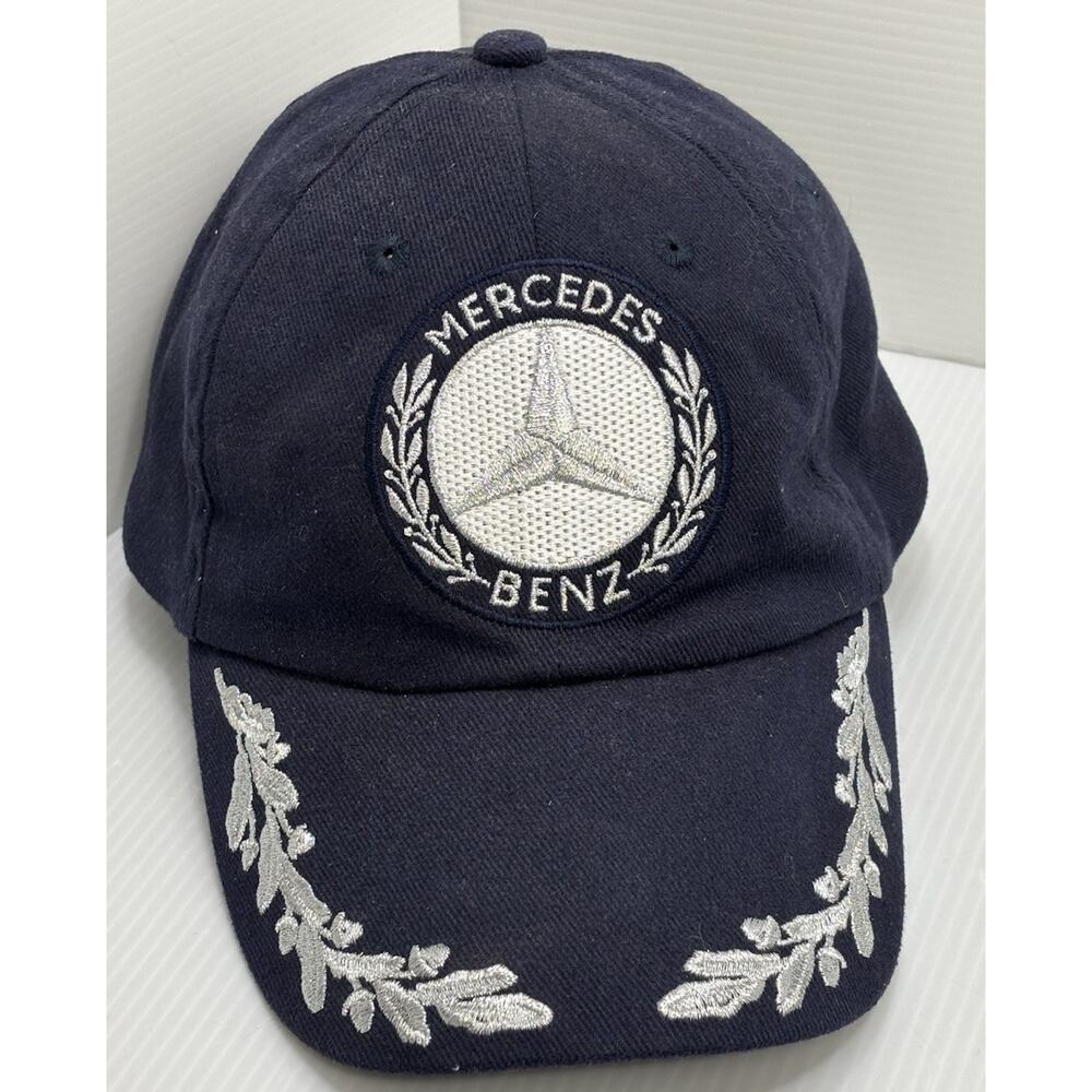 Vintage Mercedes Benz 60s-70s Patch Logo Racing Podium Wreath Cap Hat Blue Rare
